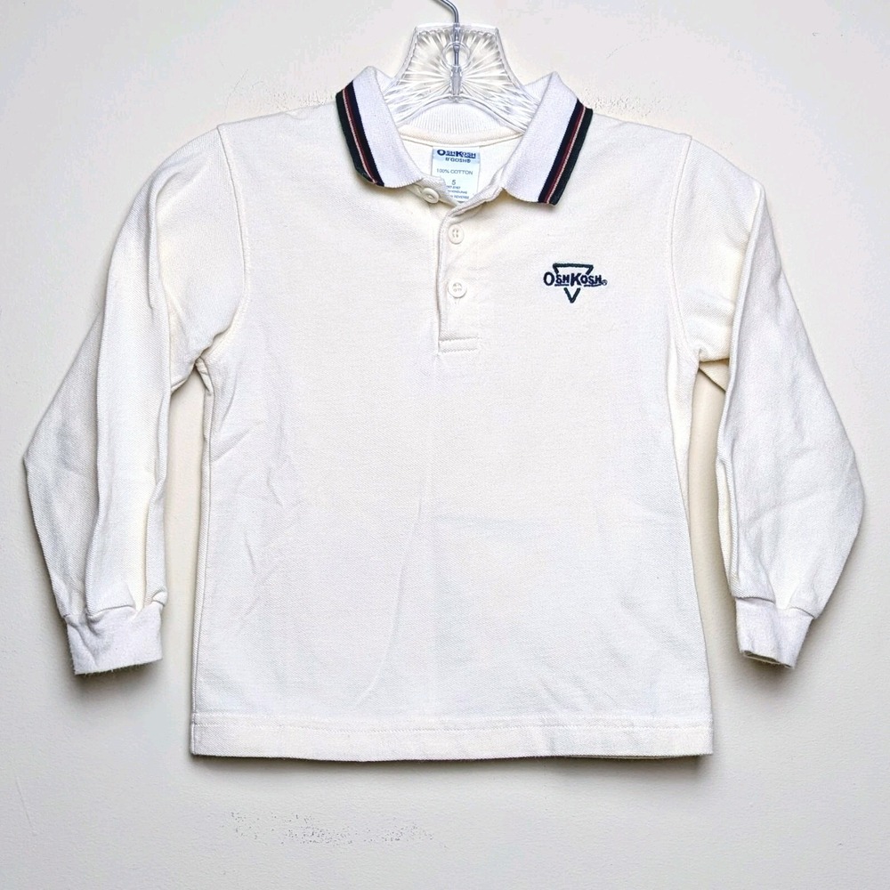 Vintage Osh Kosh OshKosh Y2K Logo Long Sleeve Polo Rugby Shirt Boys Size‎ 5